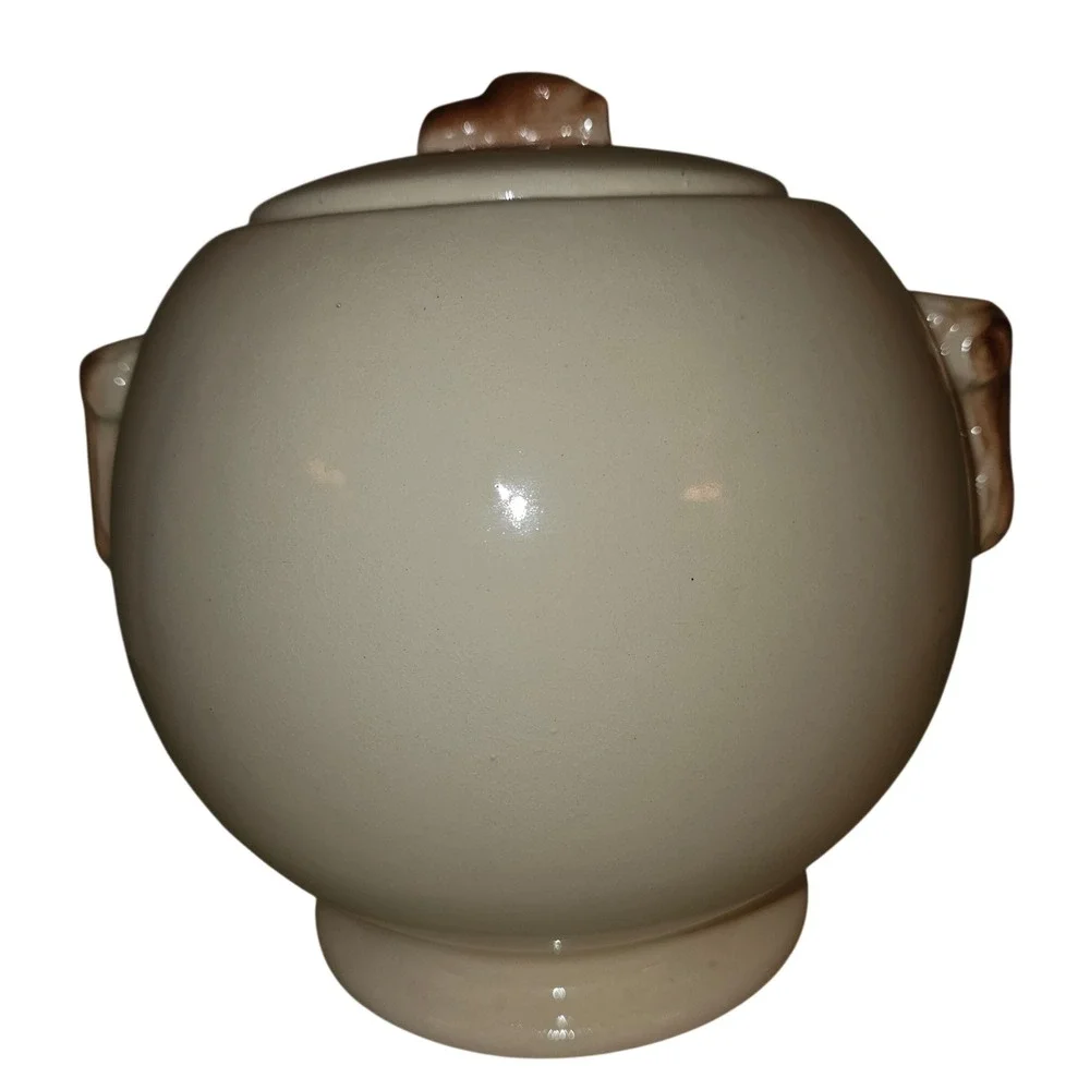 Cottagecore RRP Co Roseville Ohio Apple Cookie Jar Ceramic Can 312 Cream Red